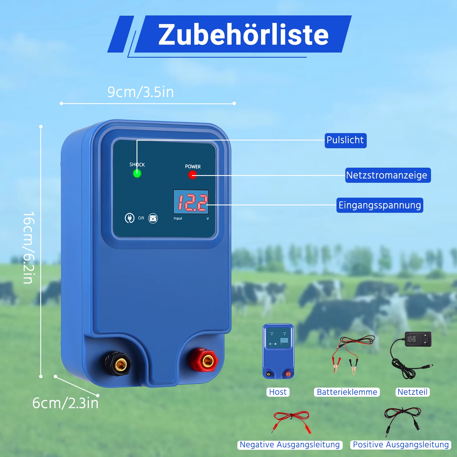 10KM Electric Fence energizer for Animals Cattle Sheep Chicken Farm Livestock Pulse Device Electric Shepherd Equipment Kit 12V