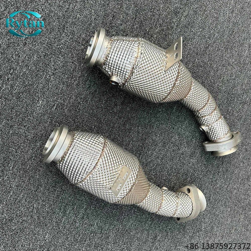 Rytan 304 Stainless Steel Performance Valvetronic Flow Straight Pipes Downpipe Exhaust System for  C43