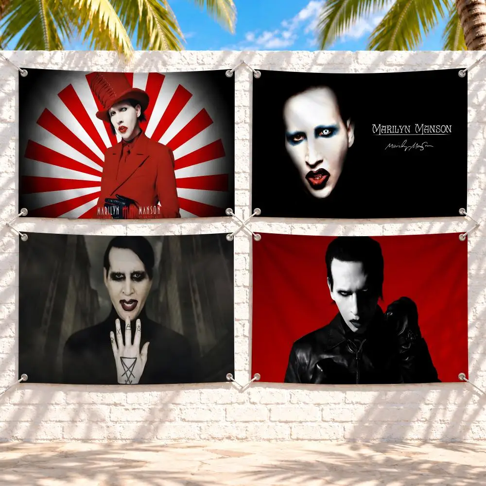 M-Marilyn Manson Flags Suitable For Party Club Outdoor Interior Wall Art Decoration Banner Gift