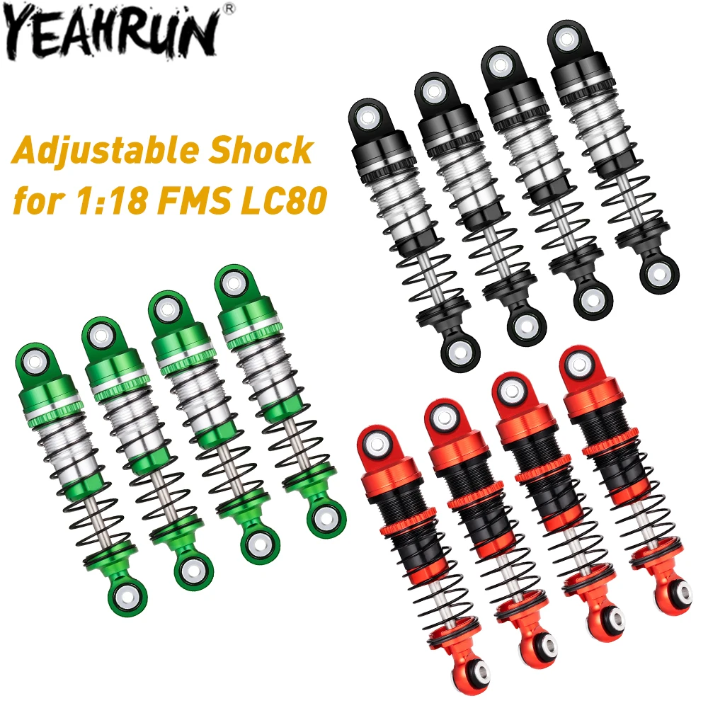 

YEAHRUN 4 шт. регулируемый демпфер амортизатора для 1/18 RC Crawler FMS LC80, обновленные детали
