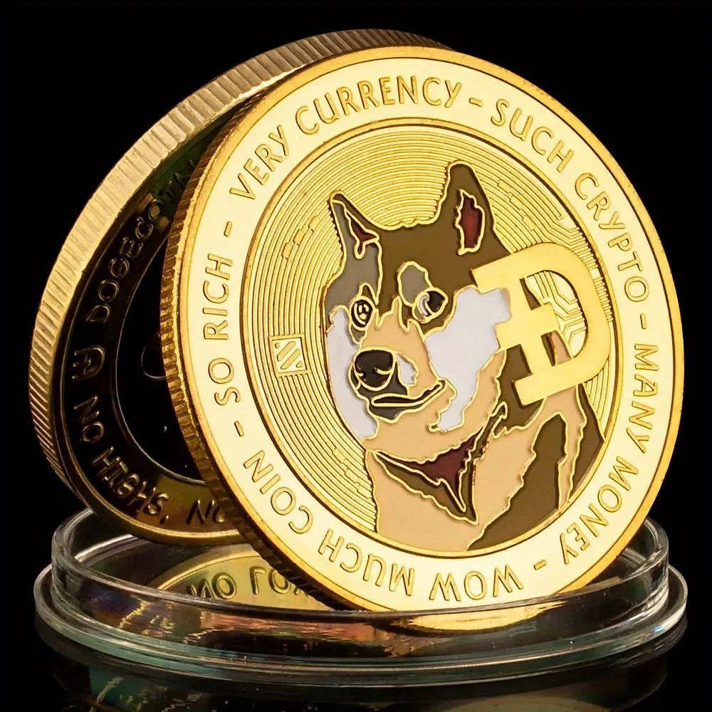 1 Piece Dogecoin Cryptocurrency Coin Musk and Doge To The Moon Collectible Physical Crypto Coin Golden Plated Commemorative Coin