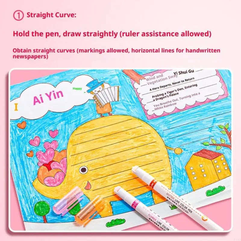 

6PCS Curves Highlighters Pens Creative Line Markers For Handcrafted Notes School Projects Art Supplies Smooth F19E