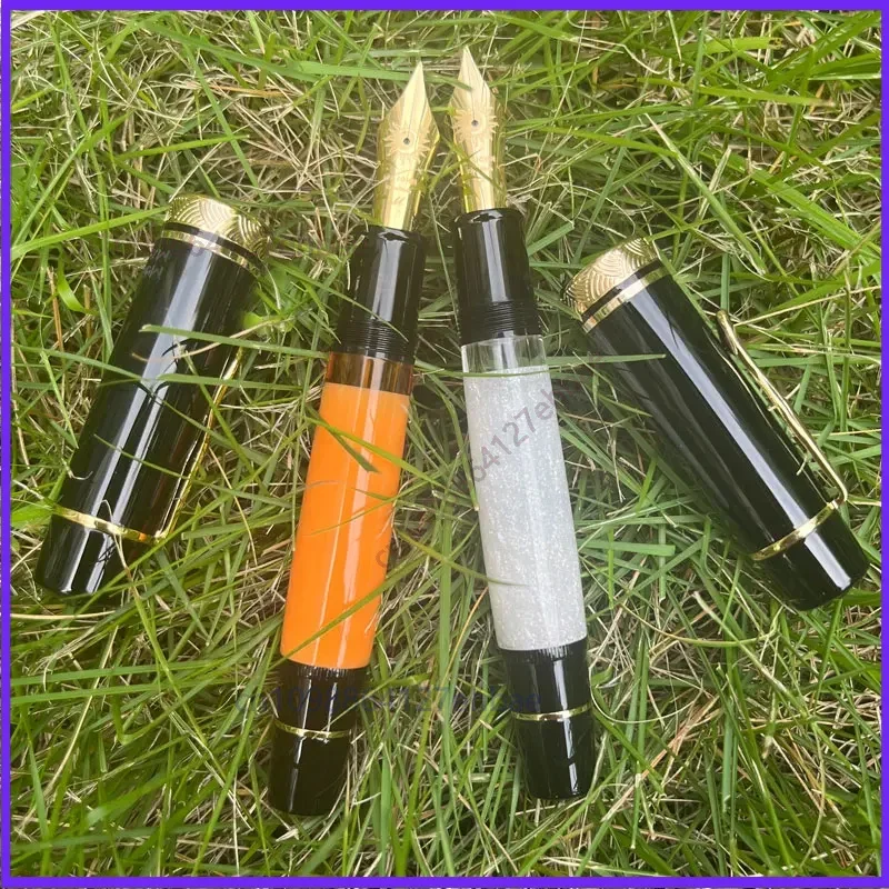 For MAJOHN P139 Large Piston Fountain Pen orange No.6/8 EF/F/M Nib Hard Rubber Tongue All-copper Structure Writing ink Gift Pens