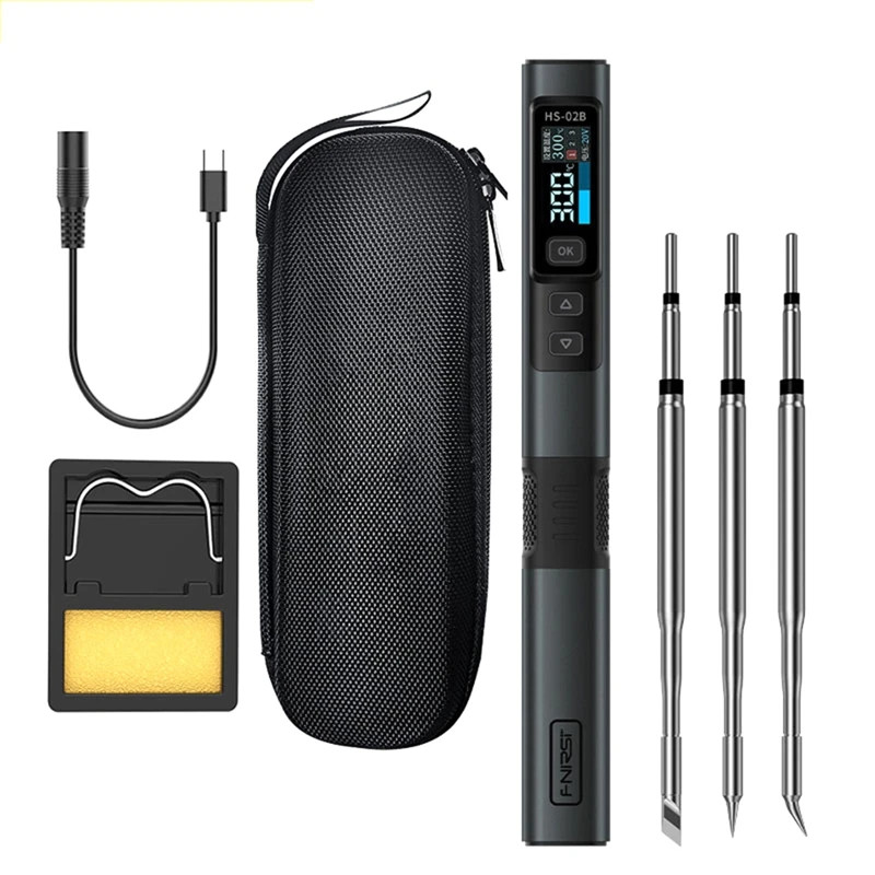 FNIRSI HS-02B Soldering Iron PD100W Smart Electric Adjustable Constant Temperature Fast Heat Portable Soldering Iron Station Kit