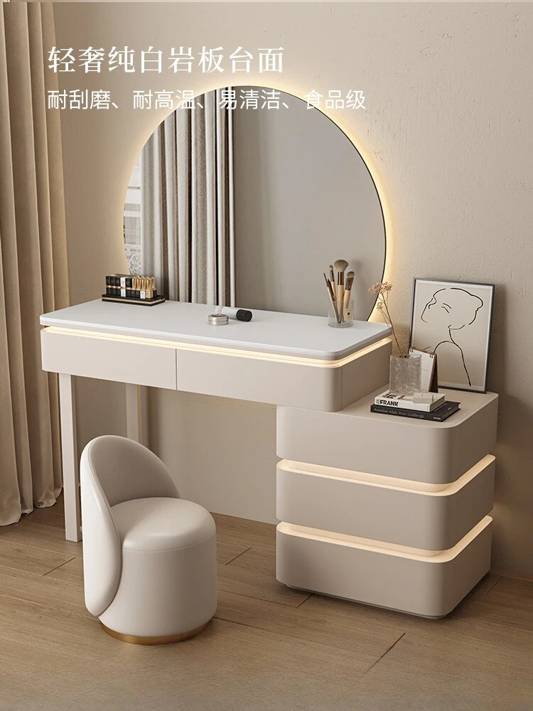 

Slate dresser bedroom modern simple cream style high-end sense integrated solid wood makeup table light luxury