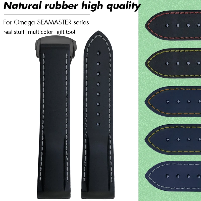 19 مللي متر 20 مللي متر 21 مللي متر 22 مللي متر نهاية منحنية المطاط لينة سيليكون حزام الساعات ل أوميغا ساماستر AT150 رولكس الغواصة أوريس زينيث حزام ساعة اليد #1