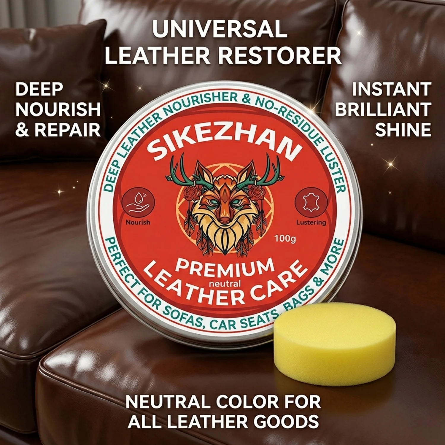 Professional Leather Conditioner & Cleaner Cream: Restores Shine, Prevents Cracks for Car Seats, Sofas, Bags, Jackets, and Shoes