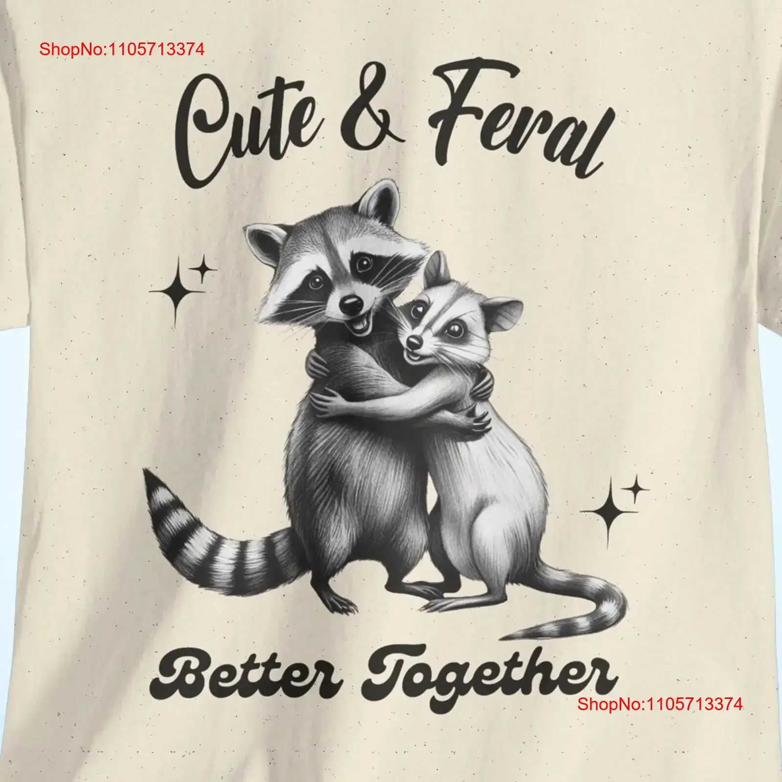 Cute and Feral Better Together Racoon Opossum Cotton T Shirt Raccoon Possum Trendy vintage Washed Comfortable