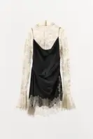 Sexy Lace Patchwork Mini Dress Women Elegant Full Flared Sleeve Waist Cinching See Through Short Dresses Lady Club Party Gowns - Image 6