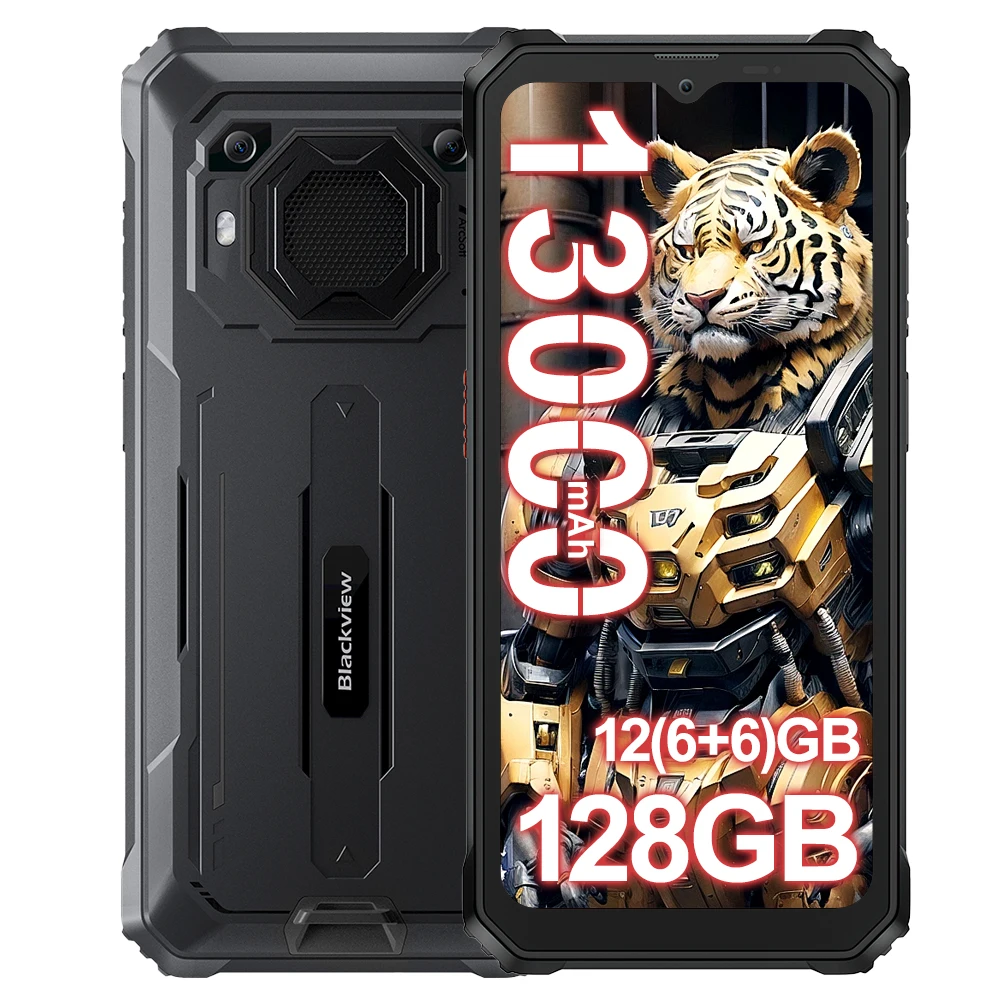 Blackview BV6200 Pro [geen EU-oplader] Robuuste smartphone Android 13 12 GB (6 + 6) 128 GB 13000 mAh 6,56", 13 MP, Dual SIM 4G GPS