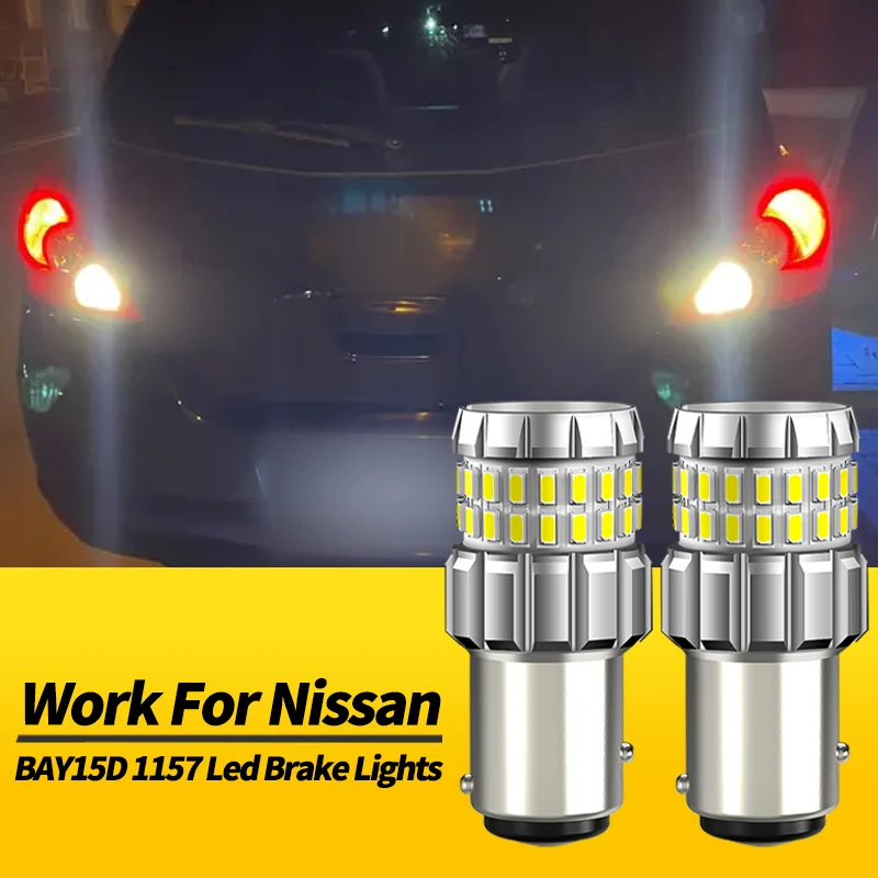 

2PCS 12V P21/5W 1157 BAY15D LED Brake Lights Canbus For Nissan Pathfinder R51 Patrol Qashqai J10 Terrano Tiida Car Accessories