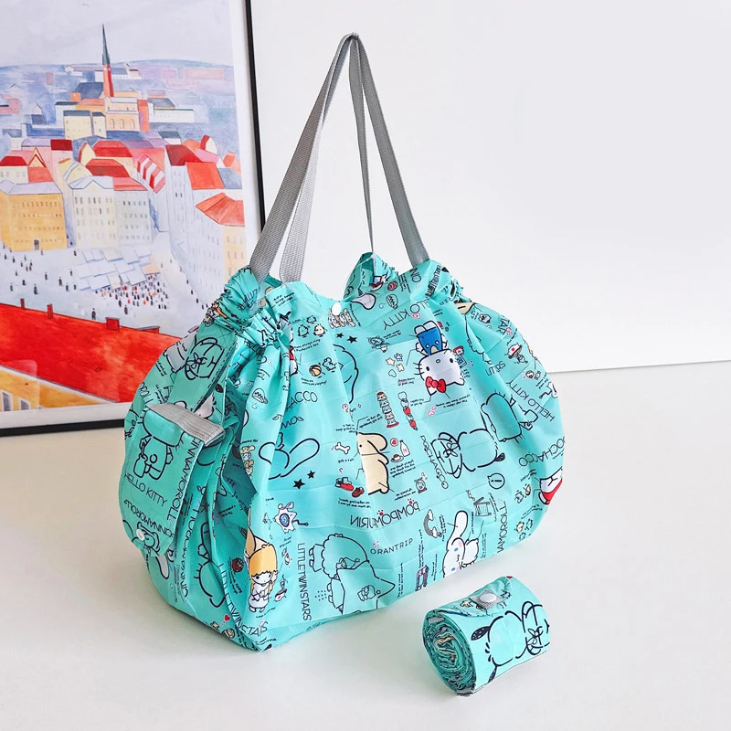 Bolsa de Compras de Anime Hello Kitty, Bolsa de Tela Plegable Portátil con Diseño de Gato KT, Ideal para Compras en el Supermercado, Viajes y Regalos