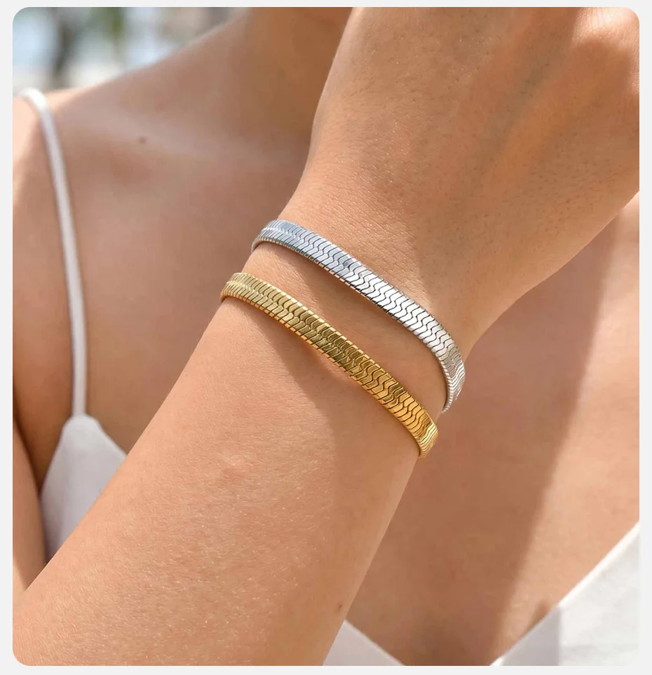Vnox 6mm Silberfarbenes Schlangenketten-Armband Hip-Hop Verstellbares Edelstahl-Armband Wasserdichtes Party-Schmuckgeschenk – Detail 3
