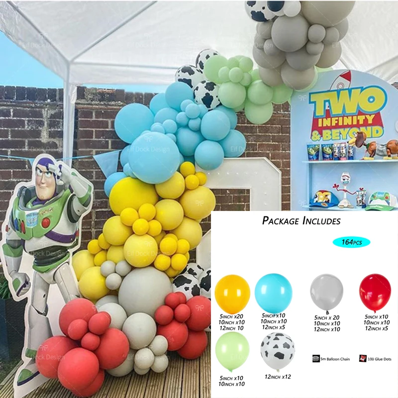 164pcs Toy Story Themd Party Balloons Garland Arch Kit Birthday Party Decorations Colour Latex Ballon Farm Party Decoration