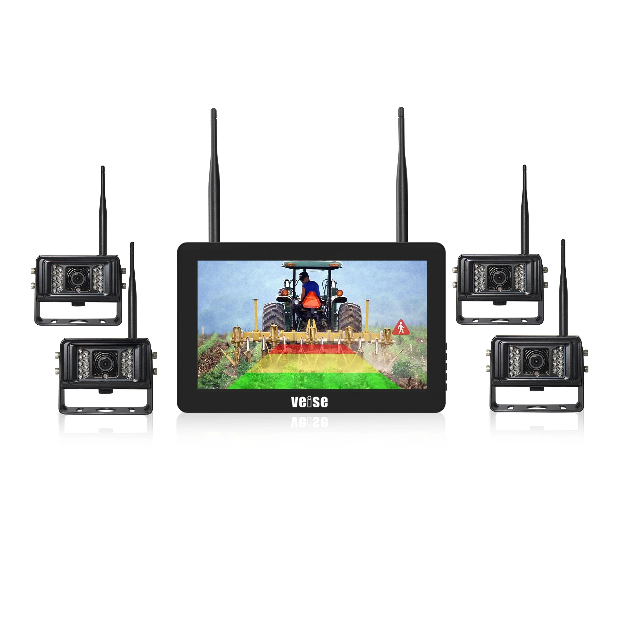 1080P 4CH Ai Bsd Wireless Rearview Car Camera System with Monitor for Truck RV Forklift