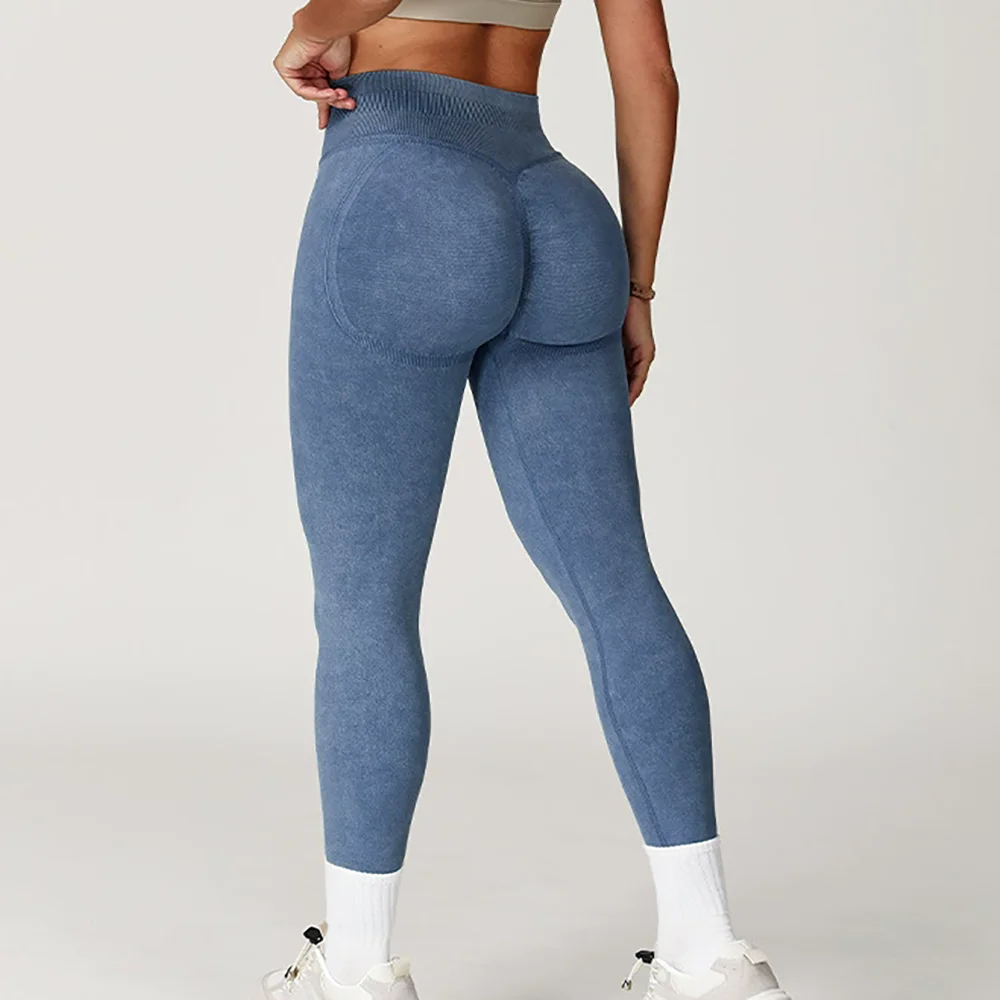 Fashionable seamless sand-washed yoga pants high-waisted hip-lifting shaping long pants women's fitness yoga long pants