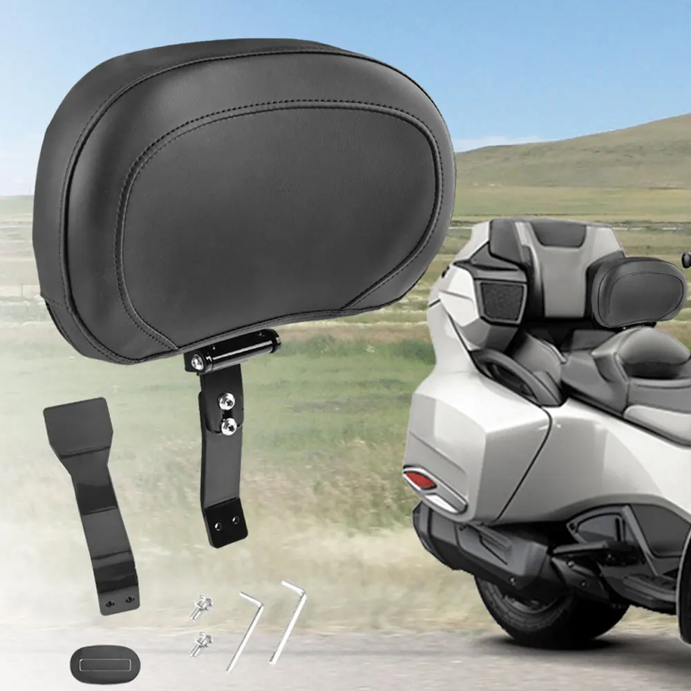 Detachable Adjustable Front Rider Back Driver Backrest with Storage Pouch Fit for Can Am Spyder RT/RT-S/RT Limited 2010-2019