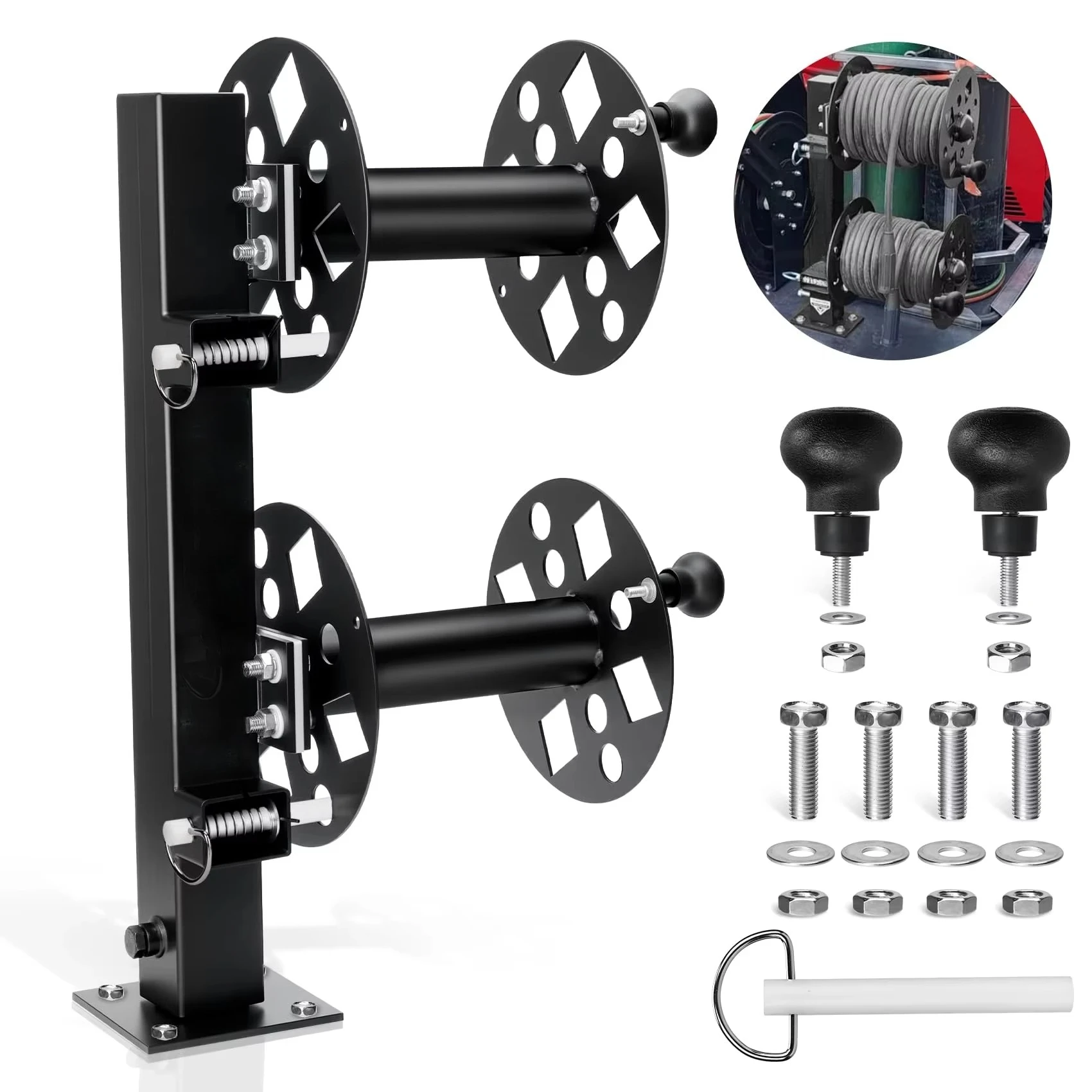 

Heavy Duty 10\" Diameter Black Fixed Base Welding Lead Reel Garden Hand Tool