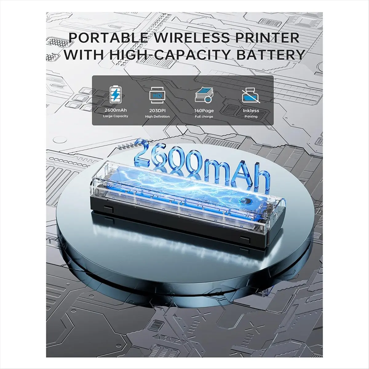 

BOFF Portable Printers for Travel, N80 Wireless Thermal Printer Bluetooth Inkless, for IOS, Android, Laptop for Office, Home