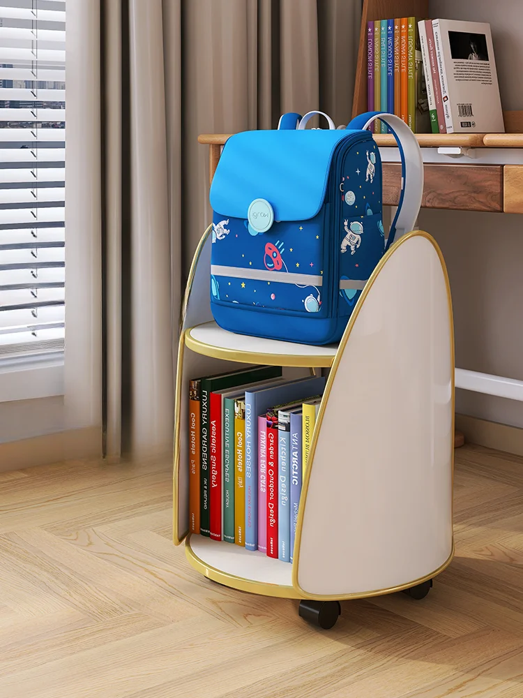 School bag shelf, household multi-layer movable desk, students put books, storage artifacts, floor-to-ceiling bookshelf with