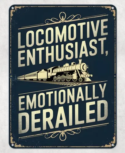 Trains Emotionally Derailed Metal Poster Wall Tin Sign Man Cave Shed Home Plaque --Tin Sign
