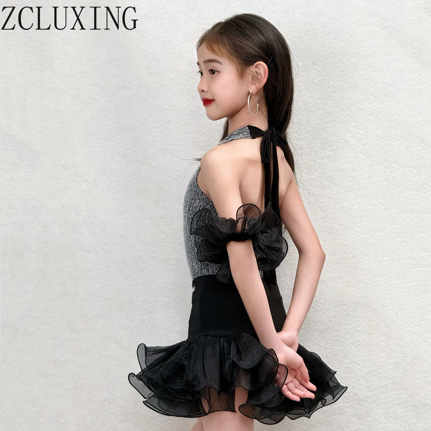 

Kids Cha Cha Samba Dance Dress Girls Latin Practice Costume 2026 New Professional Performance Training Set Summer Dancewear