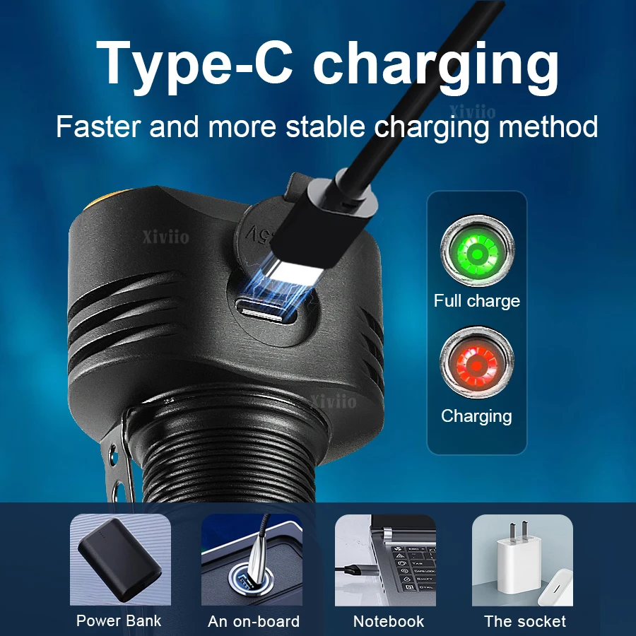 2025 Latest Mini Torch 6 LED Rechargeable Flashlight Waterproof Handheld Lamp magnetic Portable Hiking Camping Mini Flashlight