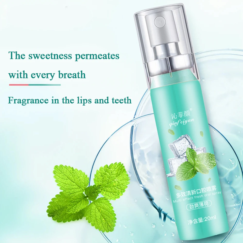 QFY 20ml Fruity Oral Spray Remove Bad Breath Long-lasting Fresh Mouth Spray Mint Peach Breath Freshener Refreshing Oral Care