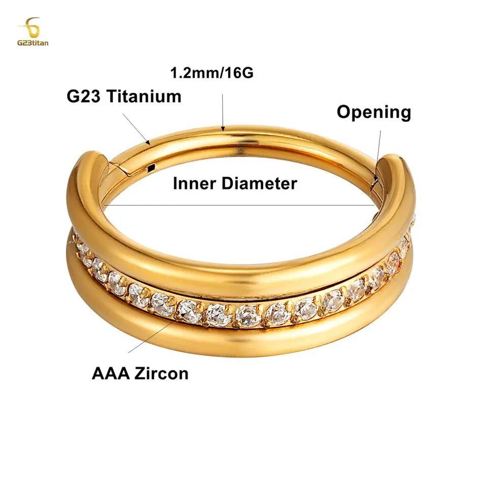 فاخر الزركون 1.2 مللي متر 16 جرام G23 التيتانيوم متمحور الجزء الدائري 8 مللي متر 10 مللي متر الأذن هوب الغضروف الزنمة اللولب القرط الحاجز ثقب المجوهرات #3