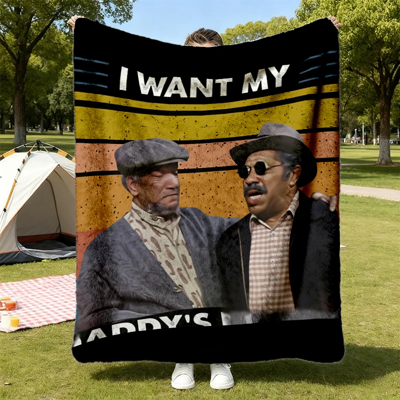 I Want My Daddy's Retro Records Vintage Comfy Blanket, Sanford Movie Flannel Blanket, Daddys Records Flannel Throw, Afri