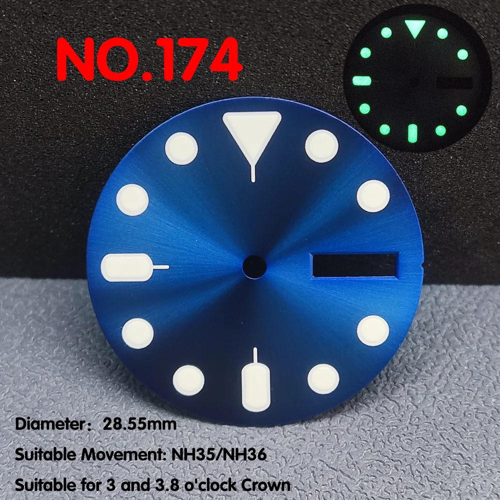 Zifferblatt mit 28,55mm Durchmesser grün/orange/rot/gelb Zifferblatt für Zubehör für Uhrwerke nh35/nh36