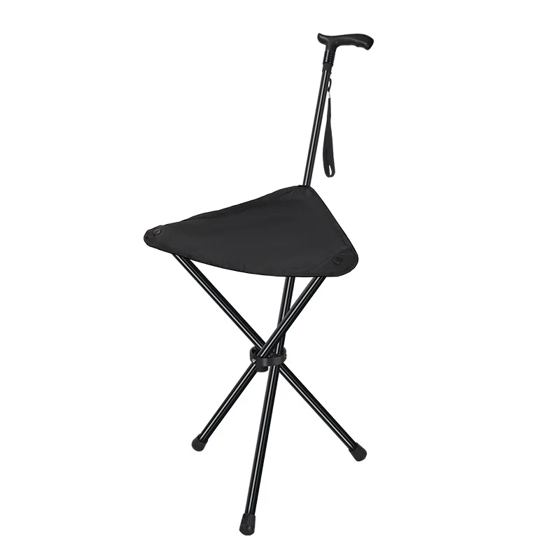

Outdoor climbing cane elderly help cane stool folding with telescopic handle portable non-slip walking leisure seat