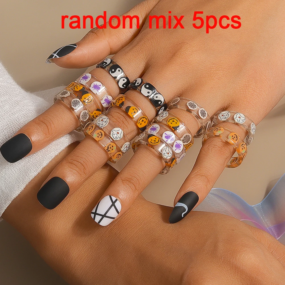 Aihua neue Halloween Ring setzt Perlen Schädel Web Spinne Geist Kürbis Fingerring Halloween Nacht Party Schmuck Geschenke – Detail 13
