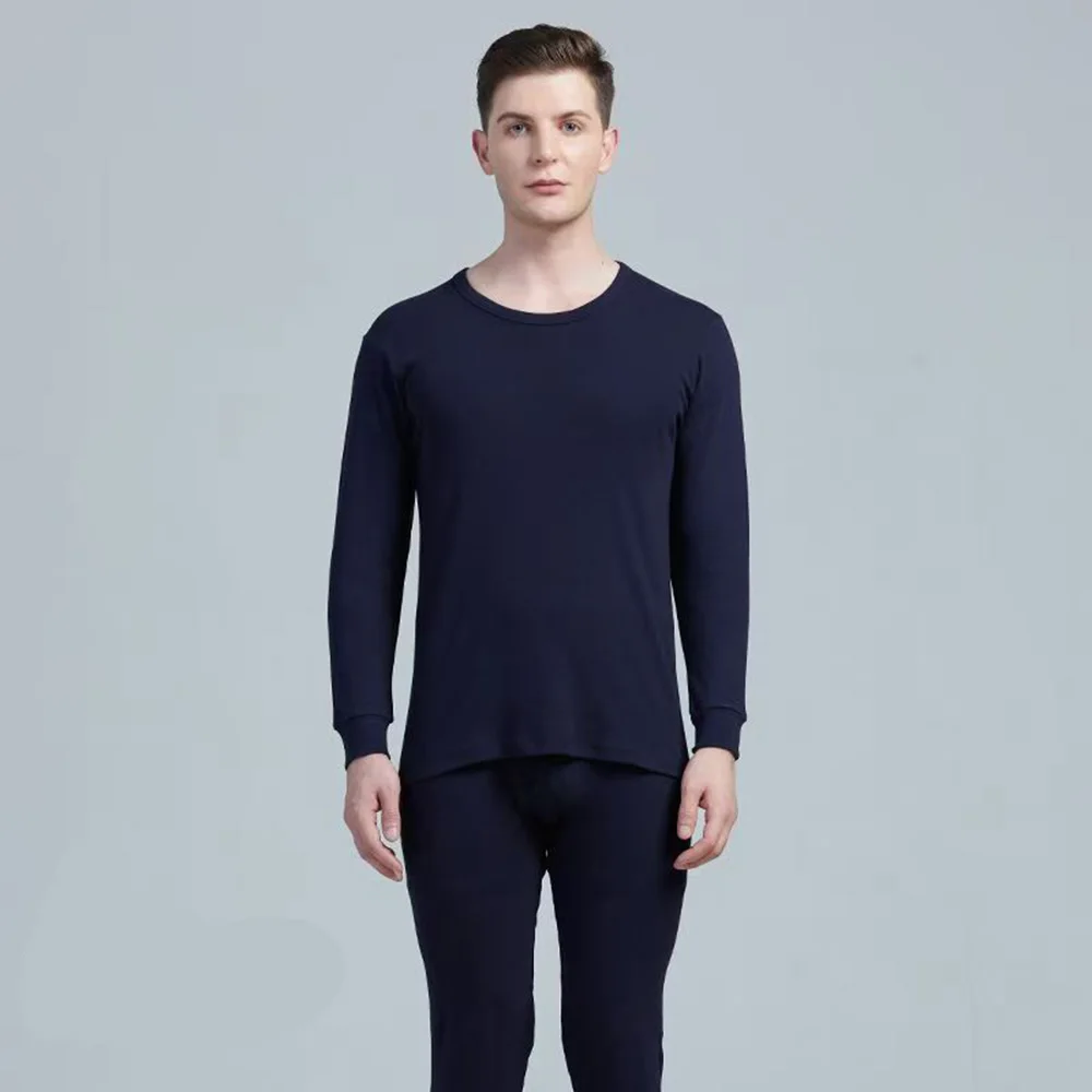 Pure cotton warm underwear for men, middle-aged and young, thin style base layer all-cotton sweater set for autumn clothes and p