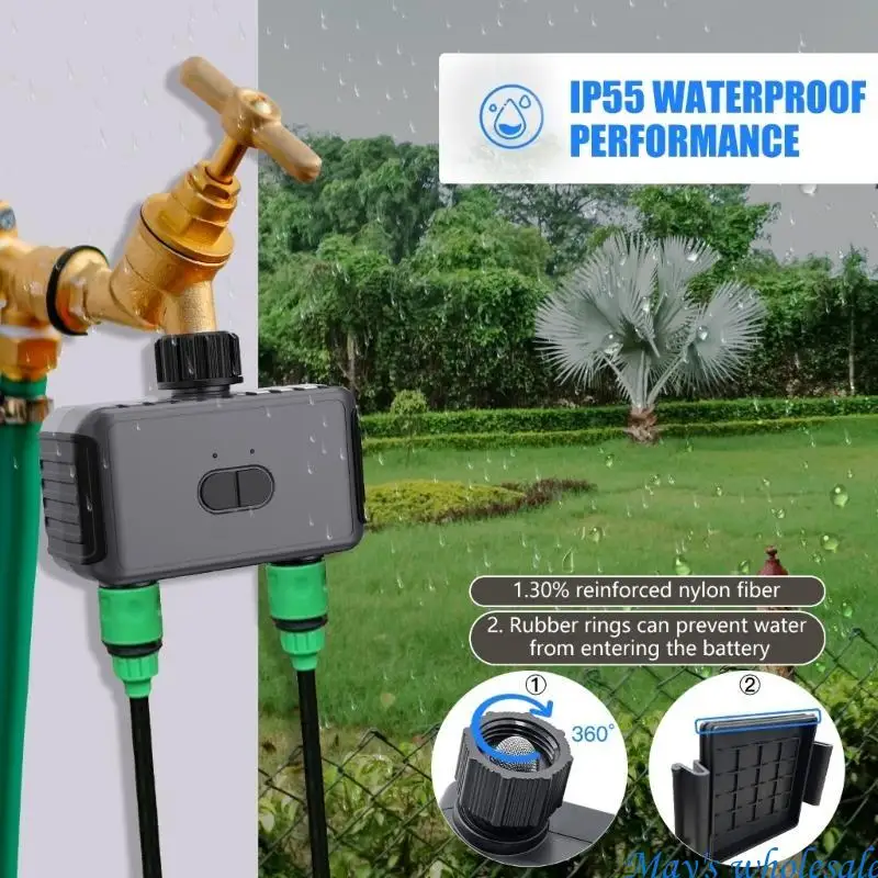 Sprinkler Timer 2 Outlet Programmable Water Timer Garden Hose Programs Hose Timer Automatic Watering for Drip Irrigation 448A
