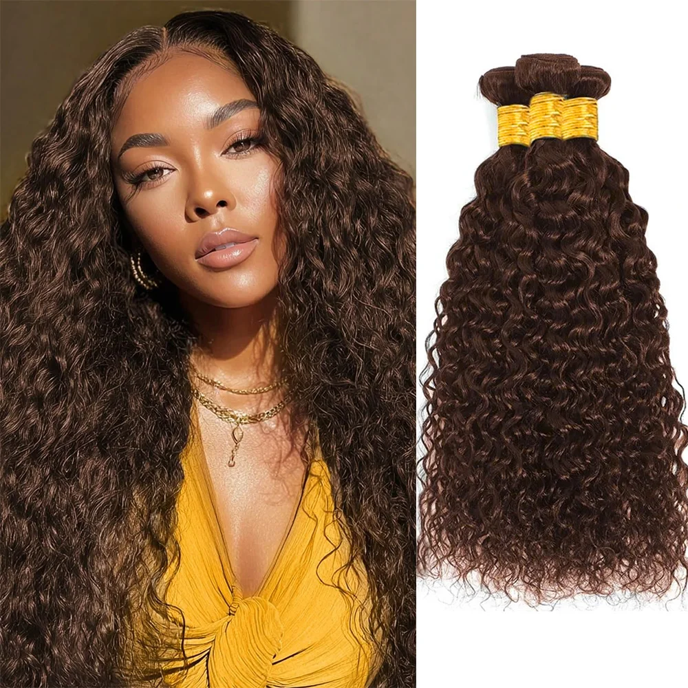 

Наборы натуральных волос цвета шоколадно-коричневого оттенка, волнистые, 1, 3, 4 пучка, волосы Реми # Набор из 4 цветных накладных прядей для темнокожих женщин