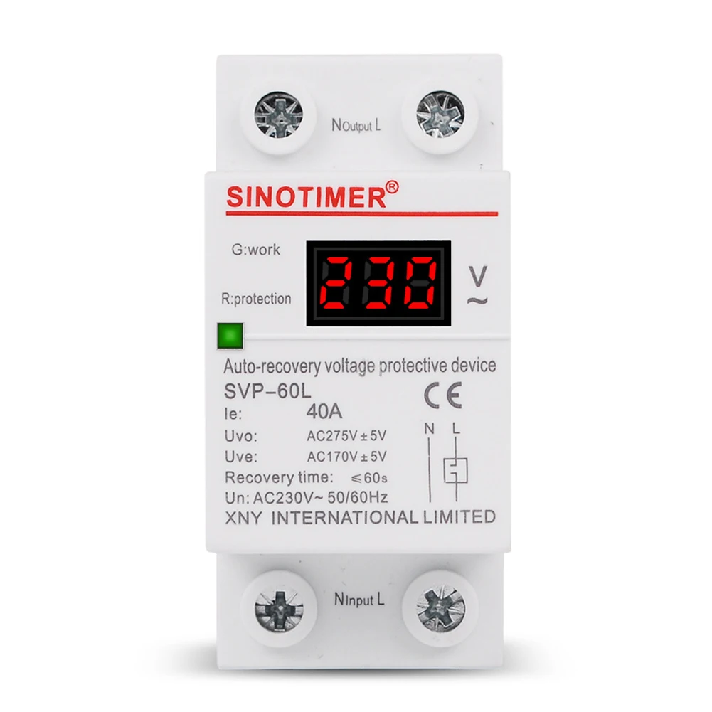 Cut off Voltage Exceeding Limit to Protect Equipment Automatic Reset Over and Under Voltage Protective Device 230V