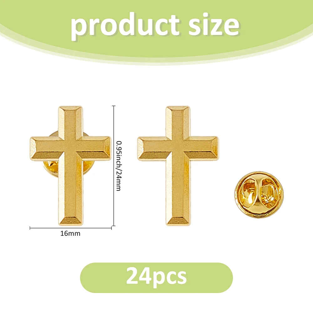 24PCS Alloy Brooch Pins Golden Lapel Pins 2.4x1.6cm Brooches for Funeral Church Pray Public Event Metal Lapel Pin Bulk