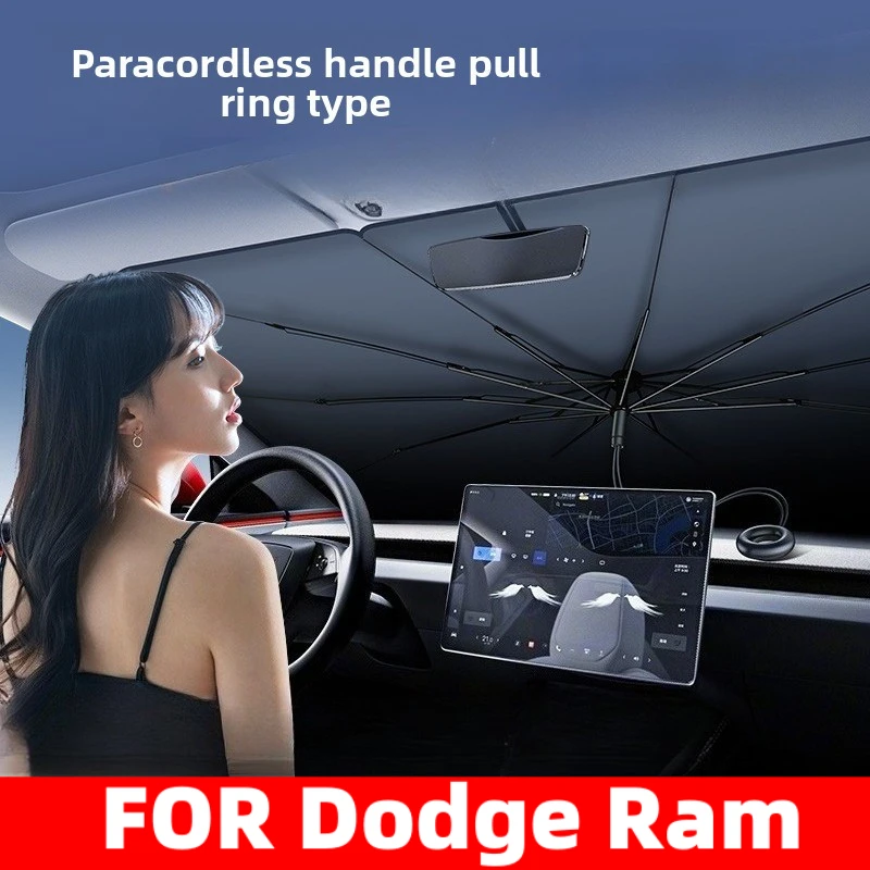 

ДЛЯ Dodge Ram 1500 2009-2025 Автомобильная передняя защита от ультрафиолета, крышка лобового стекла, тянущее кольцо, защита от солнца, солнцезащитный блок