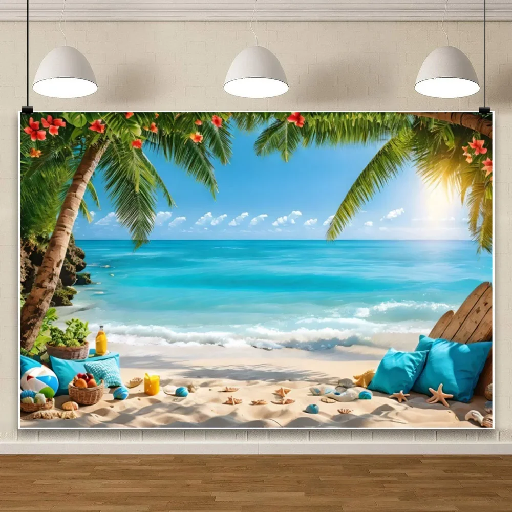 Tapestry Hawaii Beach Backdrop Tropical Flowers Aloha Luau Sea Surfboard Holiday Party Birthday Photography Background Decor
