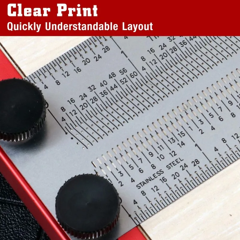 Allsome T-RULE Precision Marking 3/6/12 Inch Stainless Steel Woodworking Marking Scribing Line Carpenter Square Measuring Tool