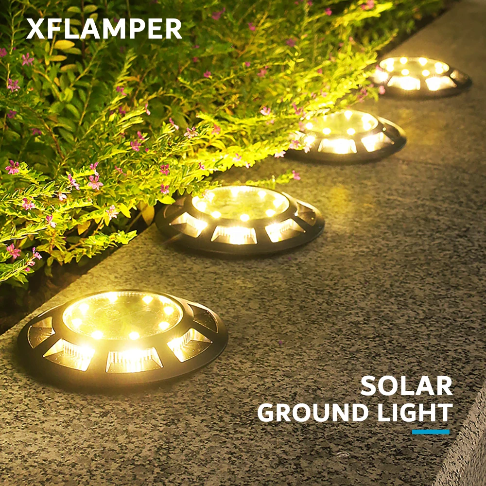 Outdoor Solar Ground Lights, impermeável, Jarda Cerca Caminho, Pátio Passo, Decoração do Jardim, 16LED, 2V, 100mA Carregamento, IP65, 4Pcs