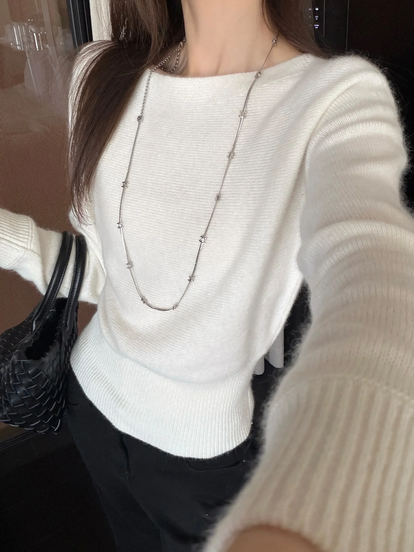 

Heydle Women's Knitted ort Sweater Batwing Sve Boat Ne Wool Blend Fitted Waist Design Casual Soft Nylon Wool Blend