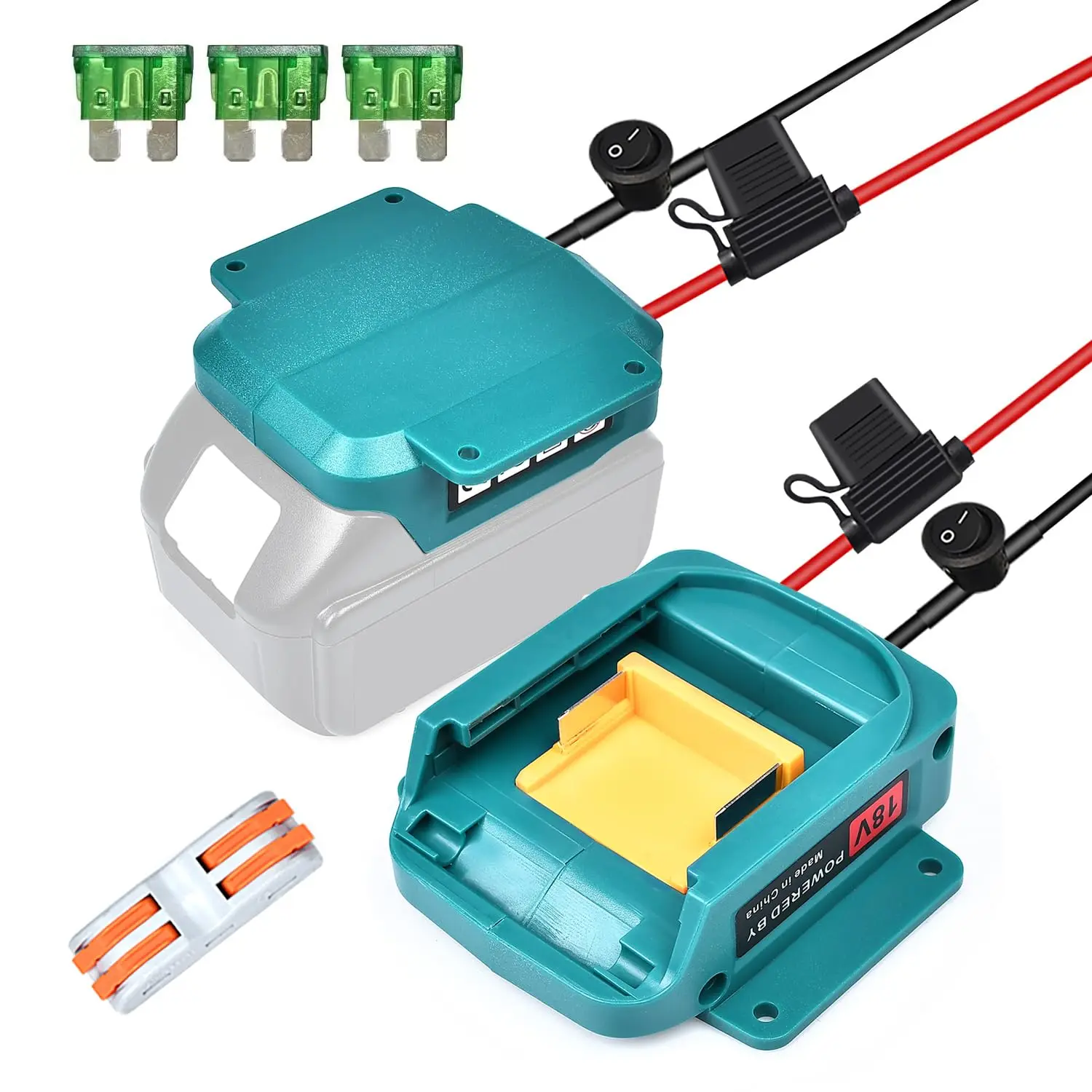 

DIY Battery Cable Connector for Makita 14.4/18V Lithium Battery for DIY Remote Controlled Toy Cars with 14 AWG Cable Connectors