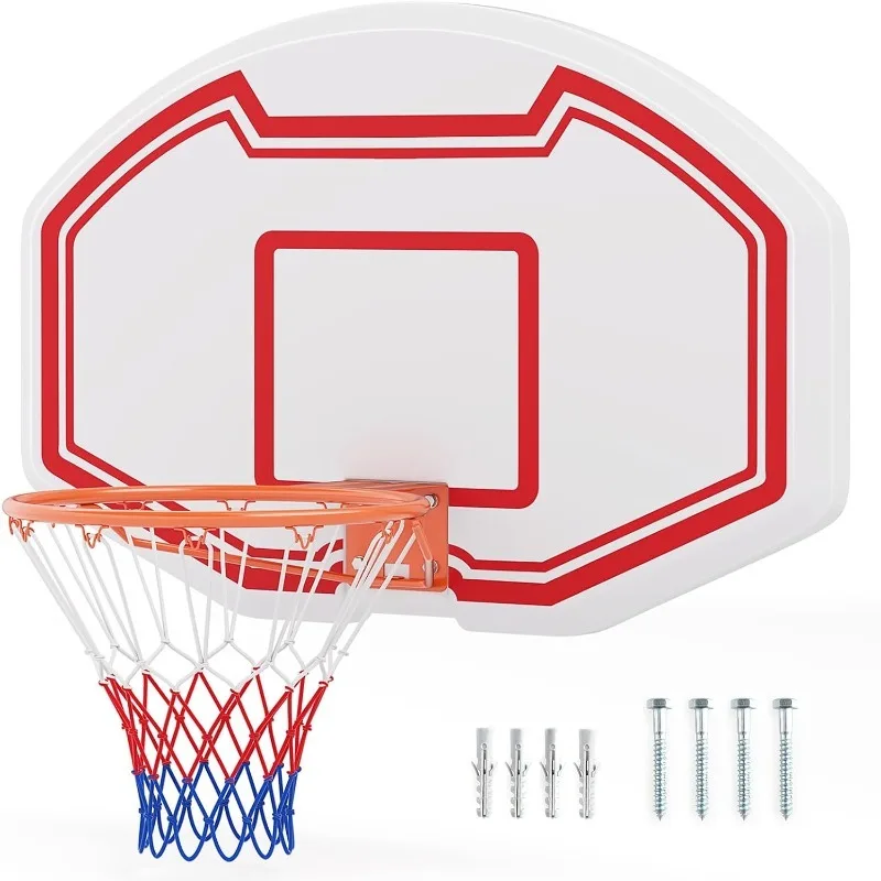 

Goplus Large Wall Mounted Basketball Hoop, 36" x 24" Shatter-Proof Backboard with 18" Standard Rim, Anti-Tear Net, Indoor Outdoo