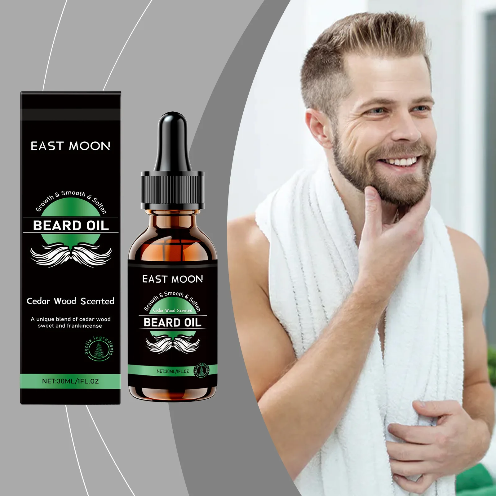 Cedar Beard Care Essential Oil with Fresh and Gentle Fragrance, Cleansing and Moisturizing, Refreshing Beard Oil