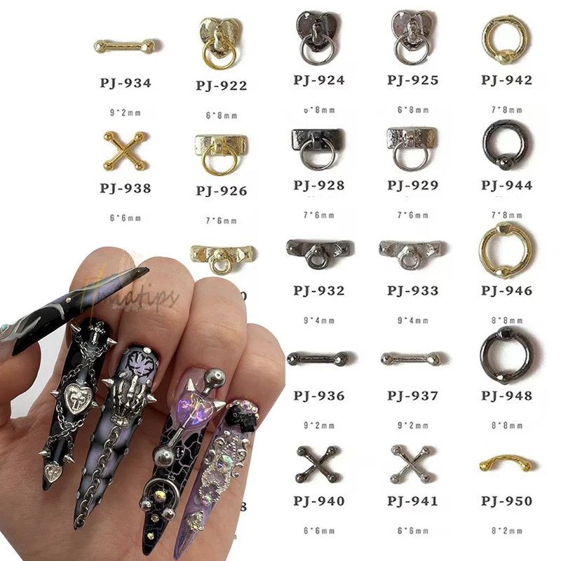 50Pcs 3D Nail Art Punk Silver Cross Shape Gothic Design Luxury Rhinestone for Acrylic Gel Nails Manicure Decoration Tool