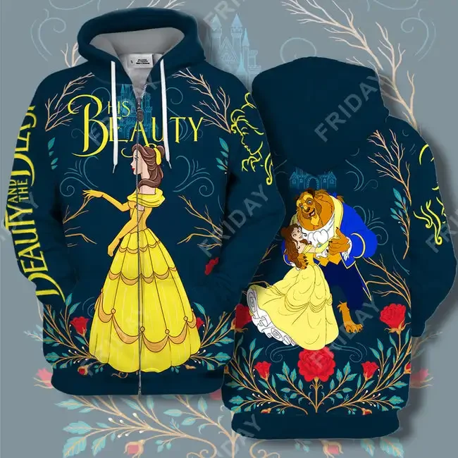 

T-shirt Beauty & The Beast Her Beast Couple T-shirt Awesome DN Beauty & The Beast Hoodie Disney 3D Hoodie 2022