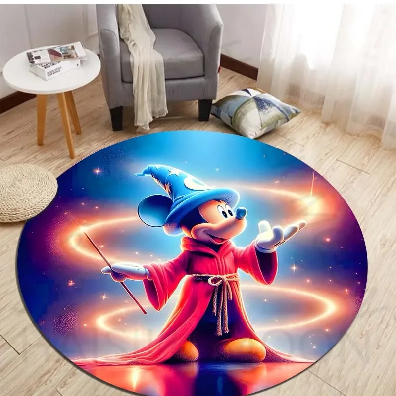 Disney Mickey Mouse Animation Round Rugs for Bedroom Area Floor Mats for Kids Room Bath Chair Mat Carpet Living Room Home Decor