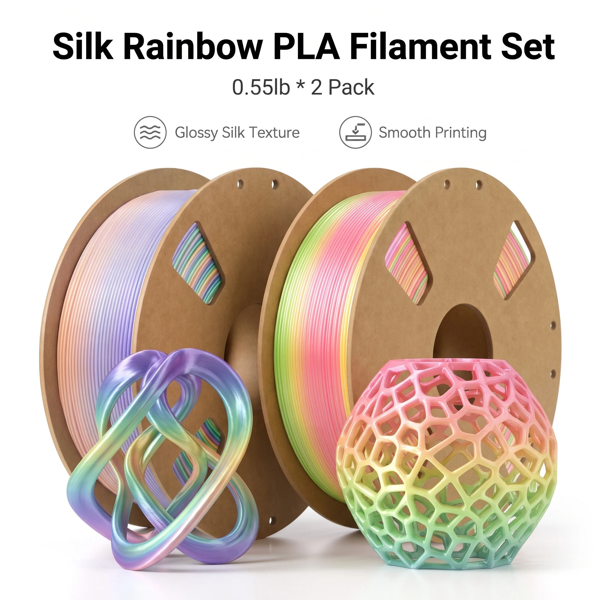 Silk Rainbow Holiday Peach Rainbow PLA Filament 1.75mm Vibrant Color Optional 250g 1kg Fit FDM Bambu AMS